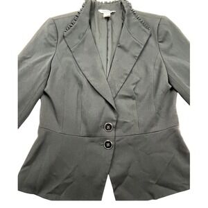White House Black Market Black Ruffle Trim Peplum Blazer Jacket 6 570280764